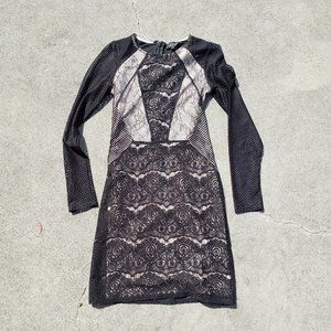 TOPSHOP Lace Dress with mesh sleeves and nude slip
